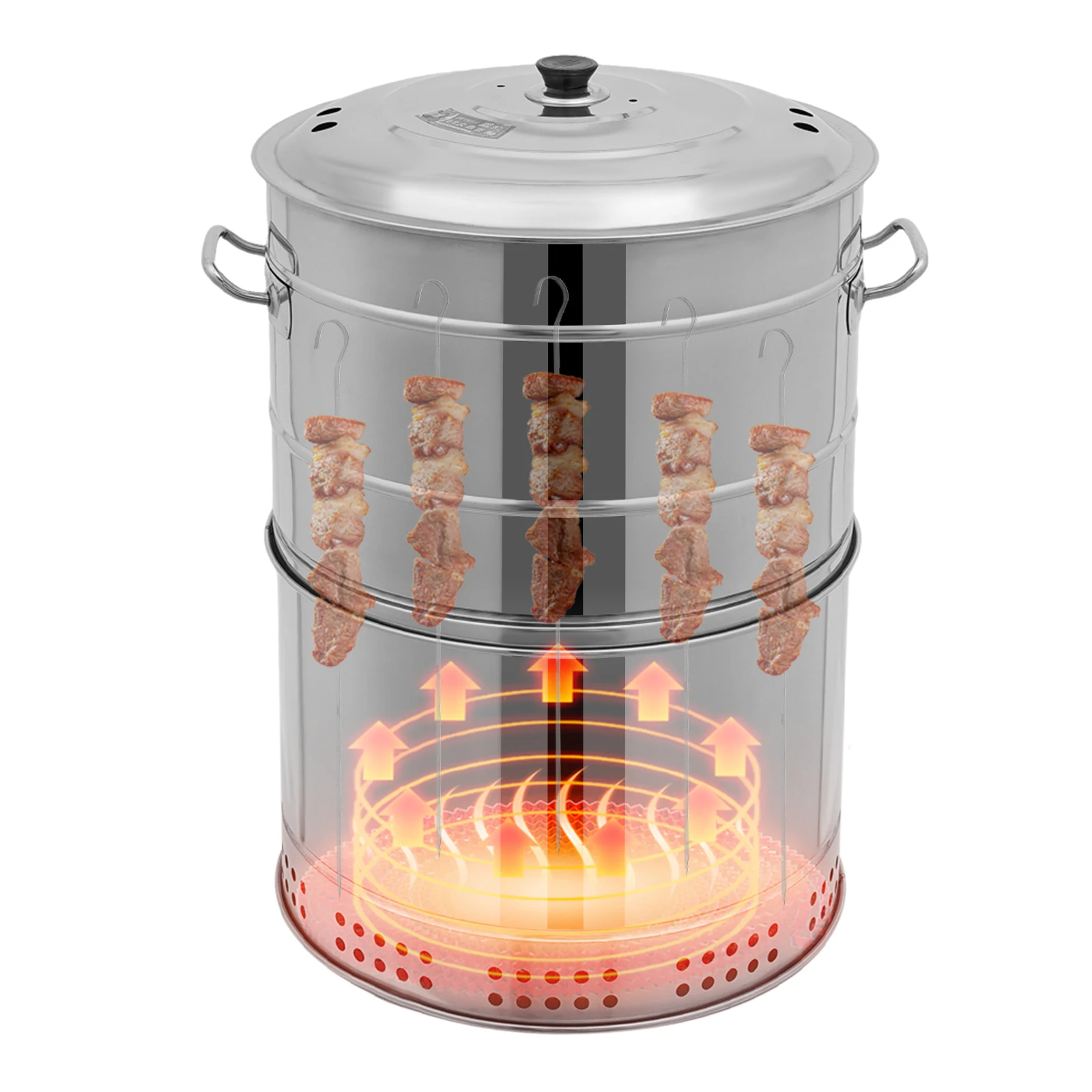 Large Portable Smokeless Charcoal Grill, 360° Stainless Steel BBQ Barrel with 50 Skewers - Image 10