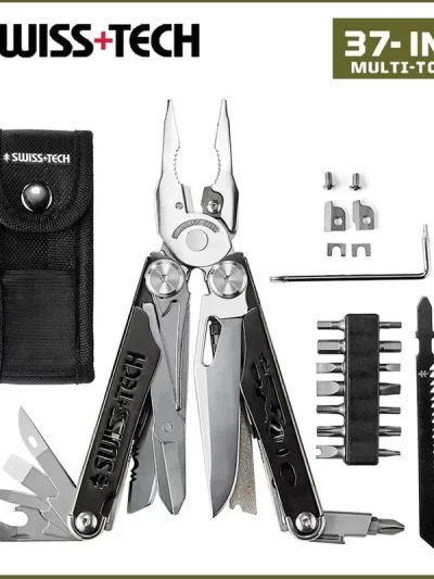 SWISS TECH 37 IN 1 Multitool Pliers Folding Knife Replaceable Parts Outdoor EDC Tools Kit Set
