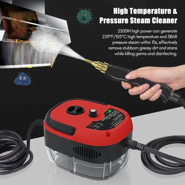 1500W Portable Handheld Steam Cleaner High Temperature Pressurized Steam Cleaning Machine with Brush - Image 10