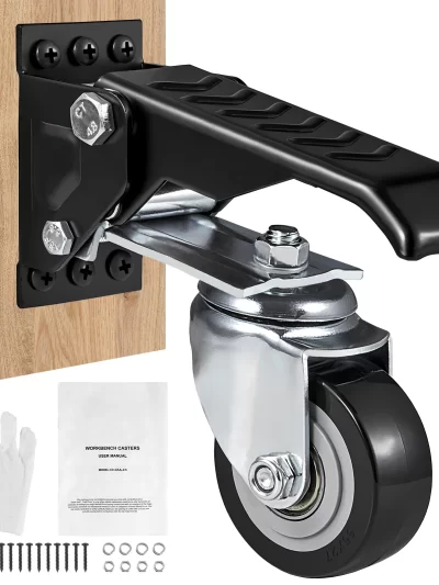 SucceBuy 165 lbs 2.5" Set of 4 Workbench Caster Wheels Side Mounted Retractable Stepdown Wheel 360° Swivel