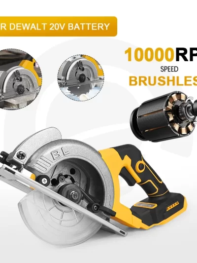 Electric Goddess 5in Brushless Motor ﻿Cordless Electric Circular Saw 1000W Handheld Woodwork Saw For Dewalt 20V Battery  ﻿