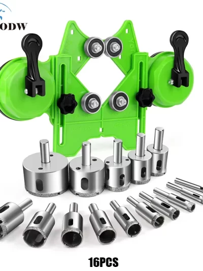 Diamond Hole Saw Kit with Double Suction Cups Hole Saw Guide Jig