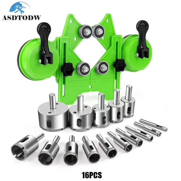 Diamond Hole Saw Kit with Double Suction Cups Hole Saw Guide Jig