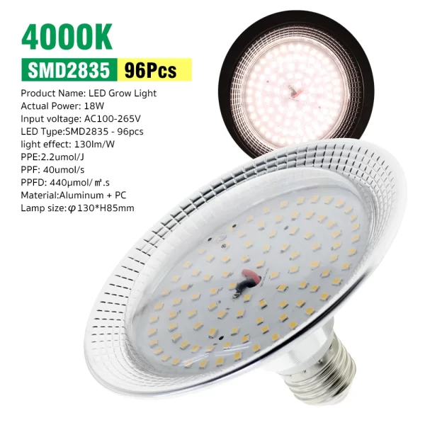 E27 18W Full Spectrum LED Grow Light Sunlike Phytolamp Bulb for Plants Flower Greenhouse Tent Hydroponic - Image 13