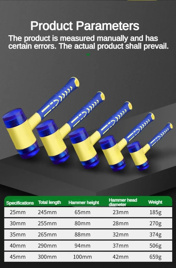 1 double headed installation hammer, 25mm to 45mm rubber hammer with rubber handle - Image 20