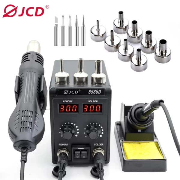 JCD 8586D Soldering Station 2 IN 1 Hot Air Gun Solder Station with 2 Digital display - Image 10