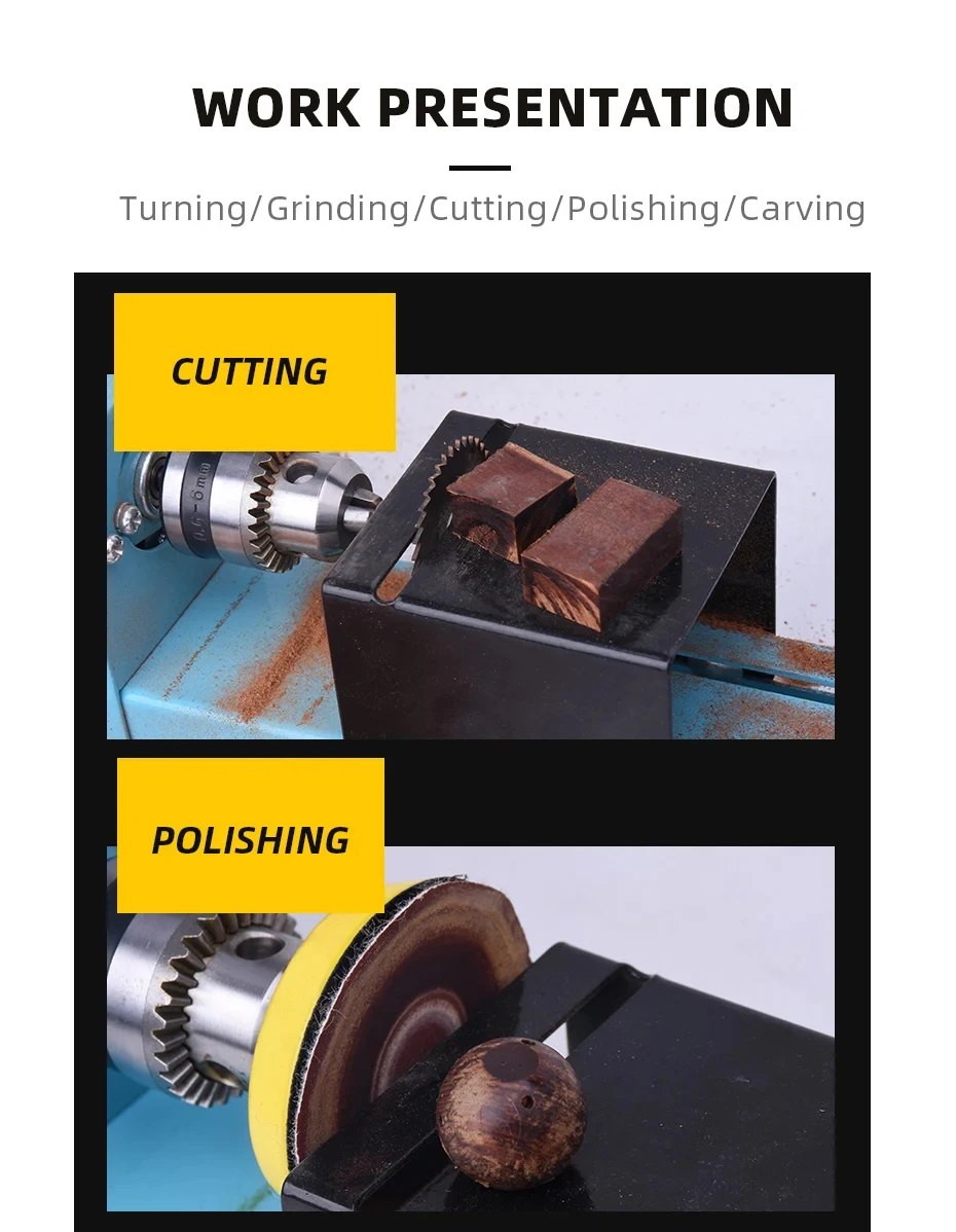 Electric Wood Mini Lathe Machine - Beads Grinding Polishing Beading Woodturning Lathe for Craft And DIY Projects - Image 21