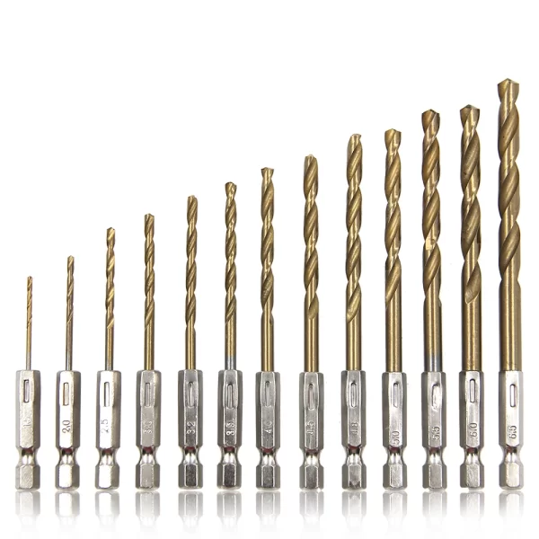 Hexagonal Handle 13pc Titanium Plated Fried Dough Twists Drill 1.5-6.5mm - Image 8