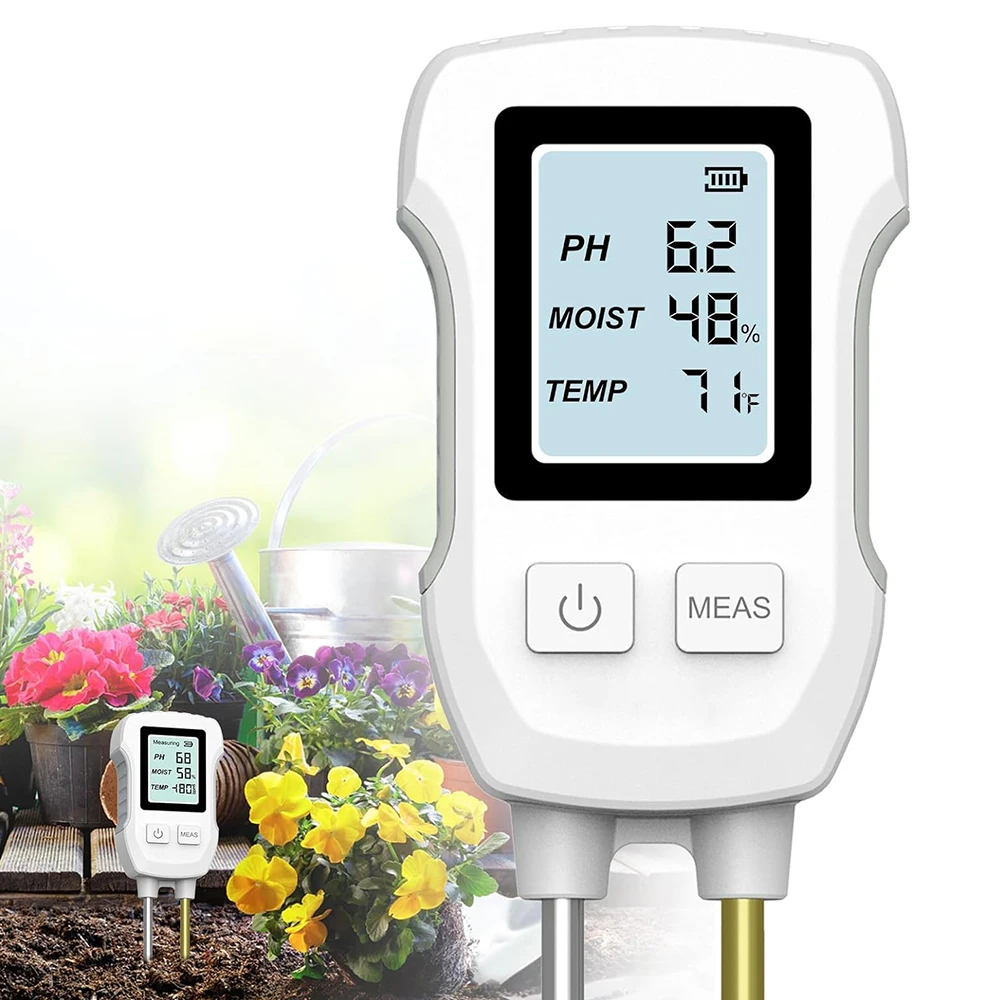 3 in 1 Digital LCD Soil Meter PH/Moisture/Temperature Soil Tester with Backlight for House Plants