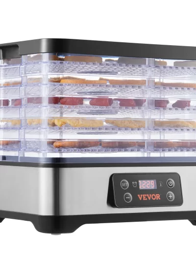 SucceBuy 5 Tray Food Dehydrator Machine 300W Stainless Steel Electric Food Dryer