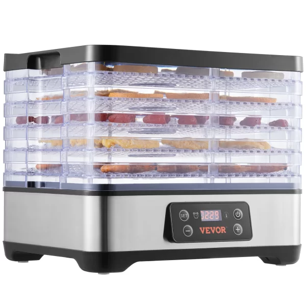 SucceBuy 5 Tray Food Dehydrator Machine 300W Stainless Steel Electric Food Dryer