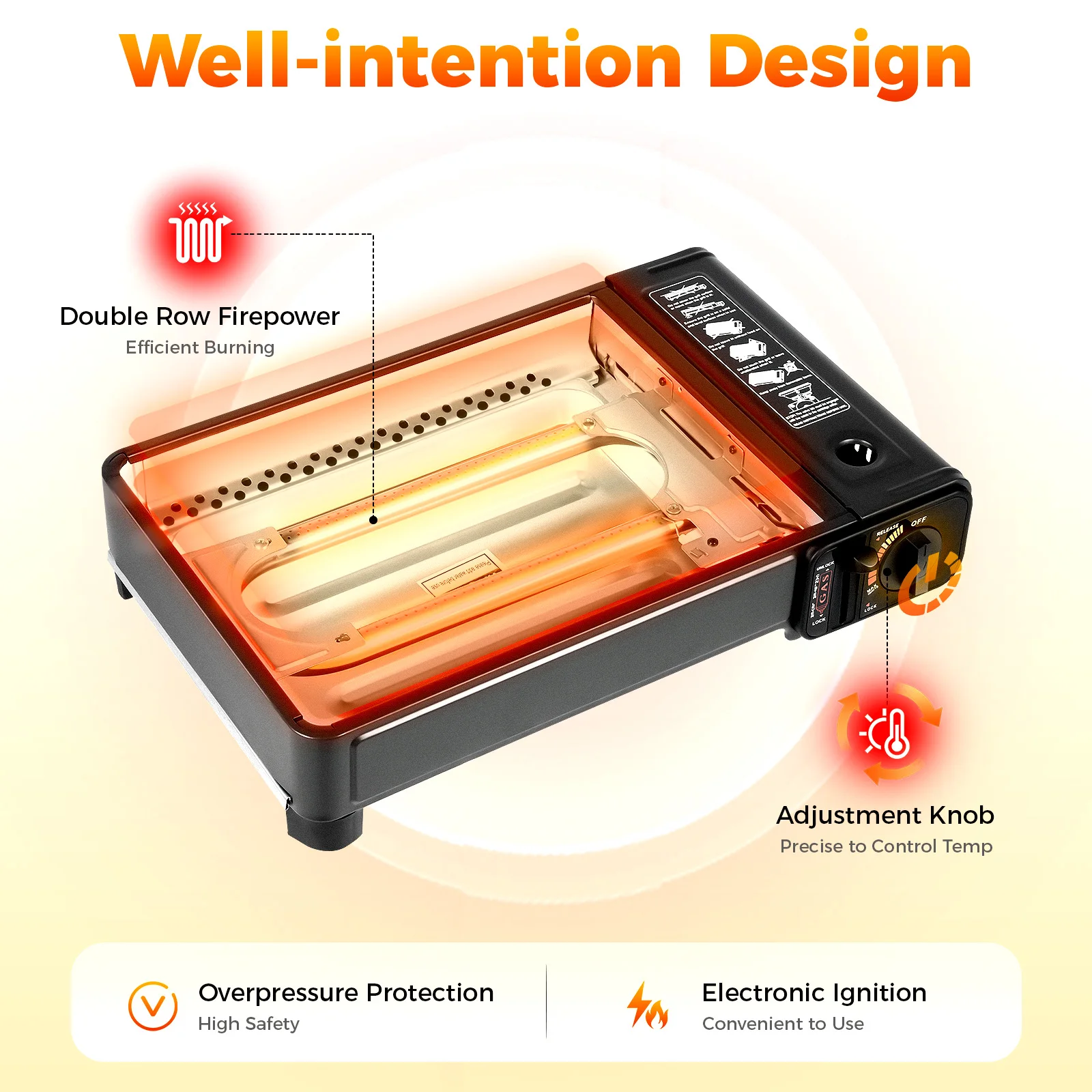 Portable Butane Grill Stove Camping Grill Gas Stove Free Standing BBQ Grill w/Grilling Net Carry Case - Image 12