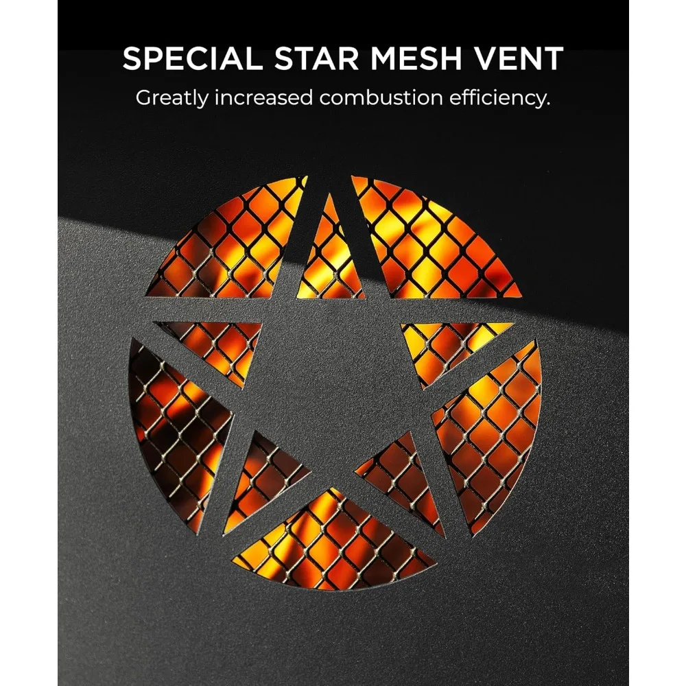 43 Inch Fire Pit with BBQ Grill, Wood Burning Fire Pits for Outside with Lid & Poker - Image 4