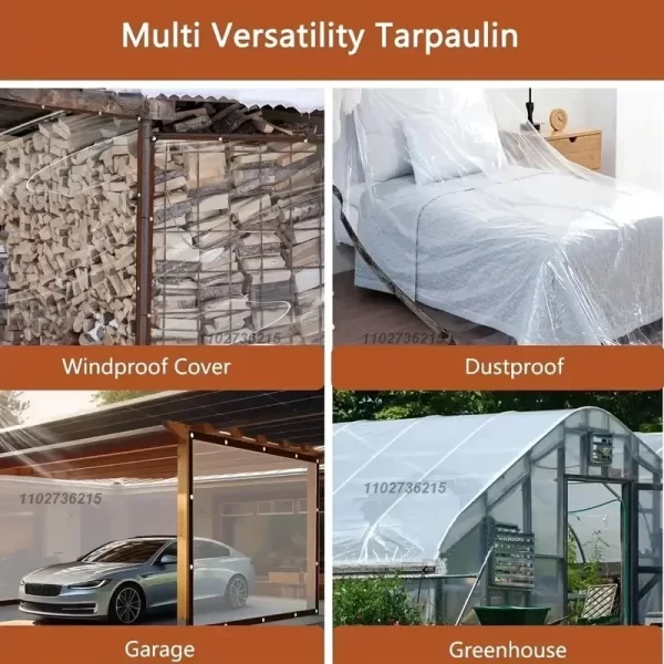 Thicken Transparent Waterproof Tarpaulin Garden Rainproof Clear Poly Tarp Plant Cover Insulation Shed Cloth with Grommets - Image 6