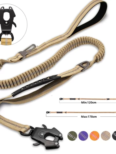 Reflective Shock Absorbing Pet Leashes with Car Seatbelt for Large Dogs Heavy Duty Tactical Bungee Dog Leash