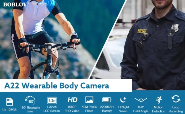 BOBLOV A22  Digital Mini Body Camera 1080P Sports DV HD Screen Magnetic Night Vision - Image 7