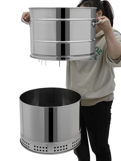 Large Portable Smokeless Charcoal Grill, 360° Stainless Steel BBQ Barrel with 50 Skewers