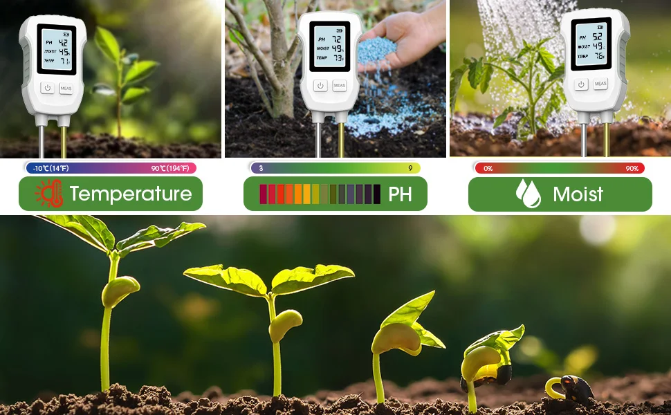 3 in 1 Digital LCD Soil Meter PH/Moisture/Temperature Soil Tester with Backlight for House Plants - Image 10
