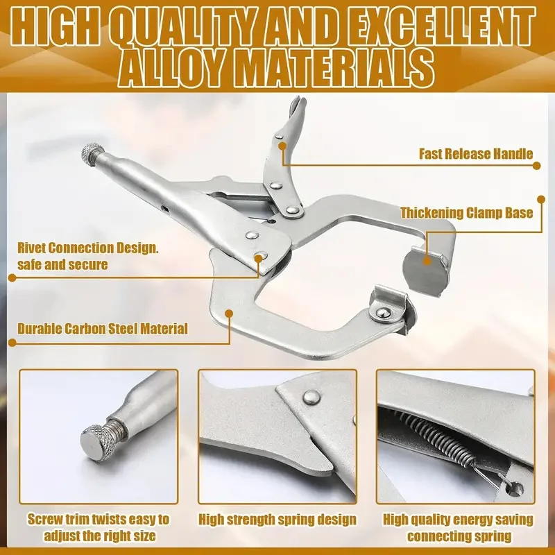1/2pcs 6in Heavy-Duty Locking C-Clamp Pliers Adjustable Welding Clamp - Image 5