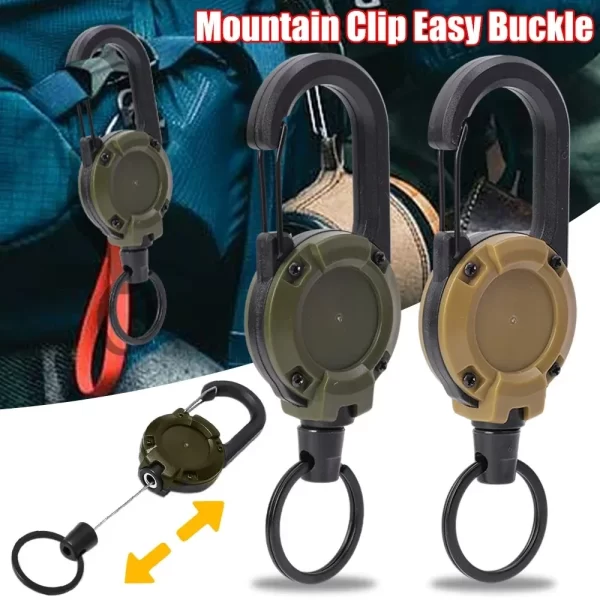 Retractable Heavy Duty Pull Reel Carabiner Key Chains Strong Steel Wire Rope - Image 5
