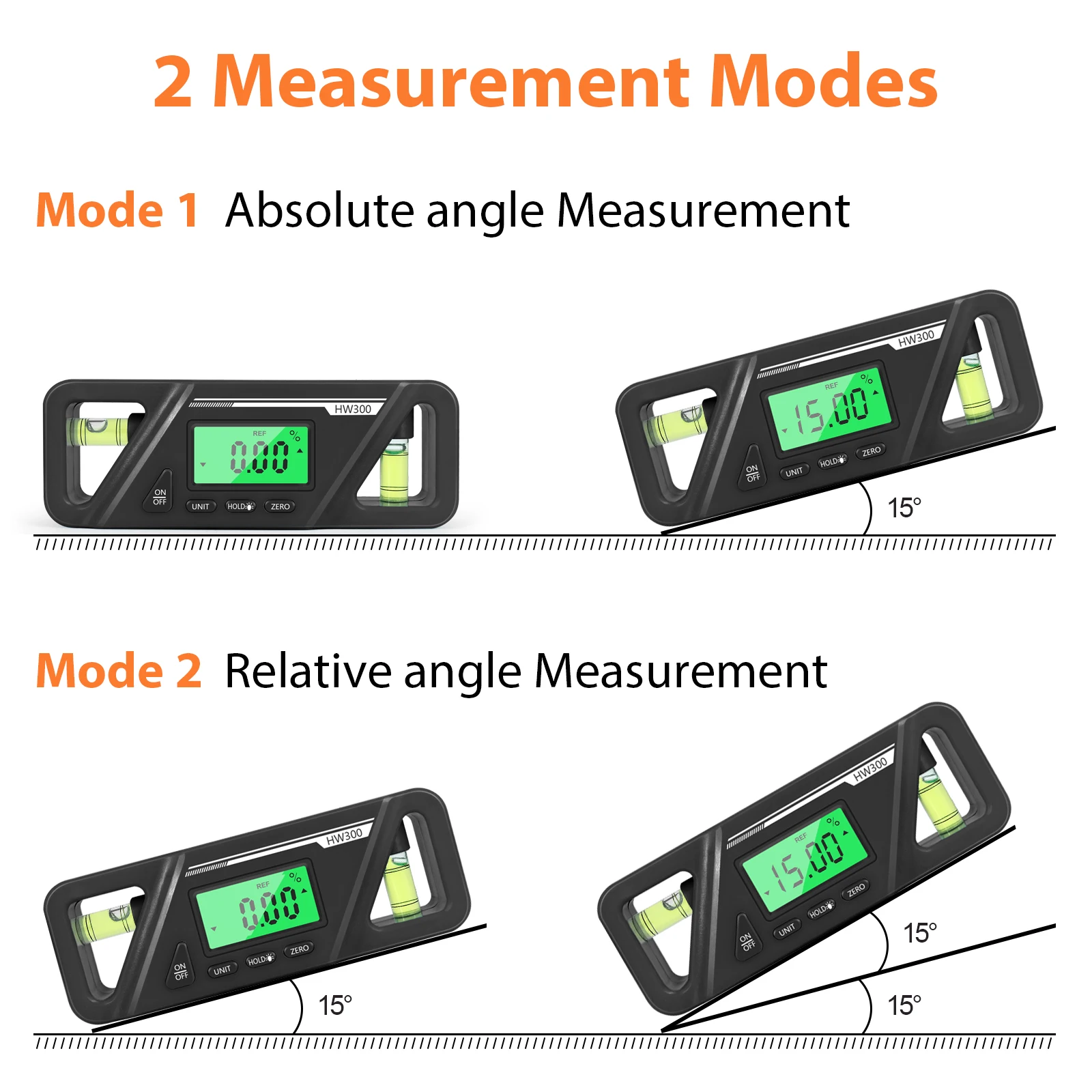 HW300 Inclinometer LCD Display Digital Protractor Level Meter Angle Measuring Inclinometer 90°Level Neodymium Magnetic Base - Image 10