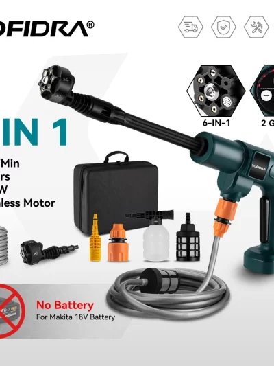 YOFIDRA 200Bar Brushless Electric High Pressure Washer Water Gun 6IN1 For Makita Battery Pin