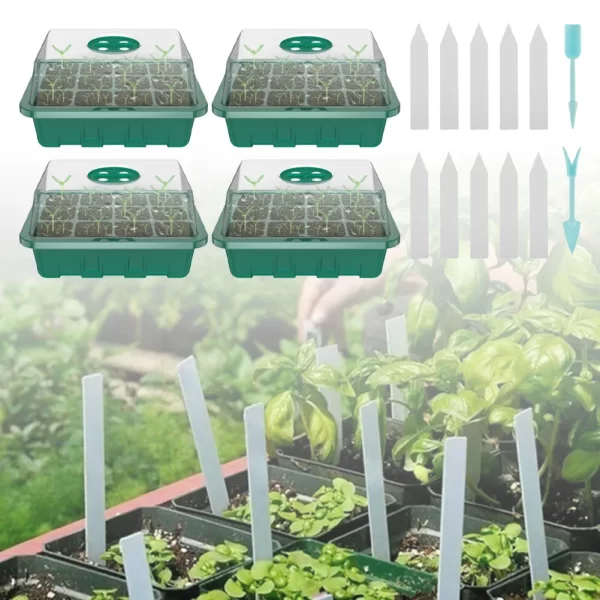 4Pcs Mini Greenhouse 12 Compartments Indoor Greenhouse Propagation Greenhouse Nursery Box With Air Vent - Image 7