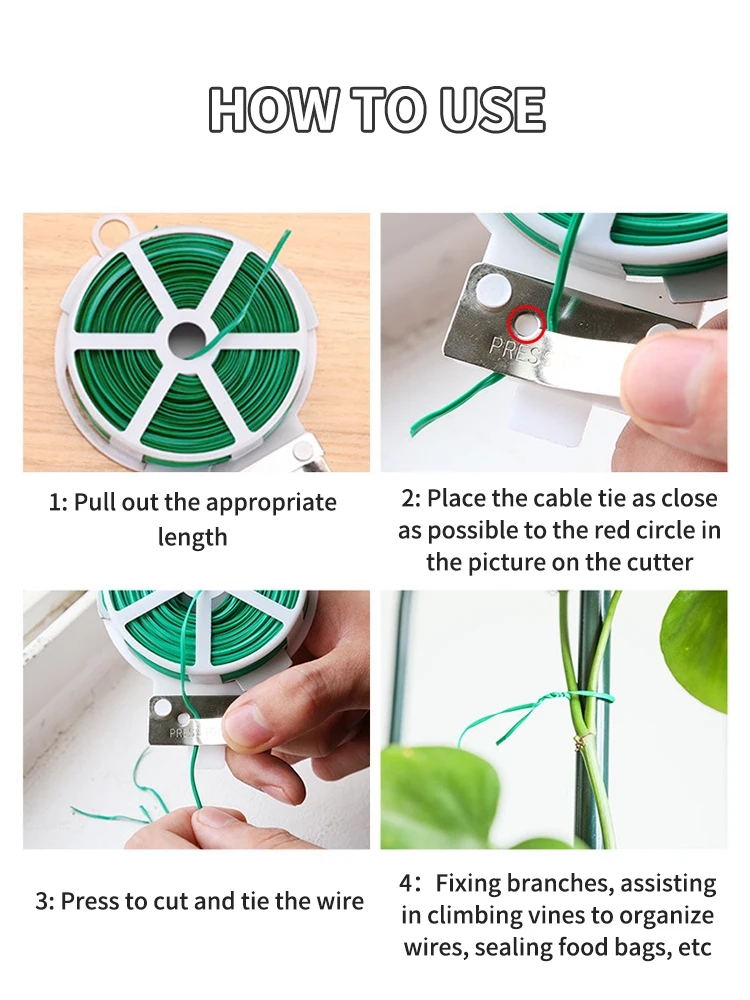 1 Roll/100M Multifunctional Plastic Steel Twist Tie Sturdy Reusable Garden Flower Plant Support Strap Tie - Image 16