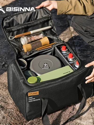 BISINNA Outdoor Camping Bag 26L Folding Gas Tank Storage Bag Picnic Cookwre Container Camp Supplies Adjustable Partition