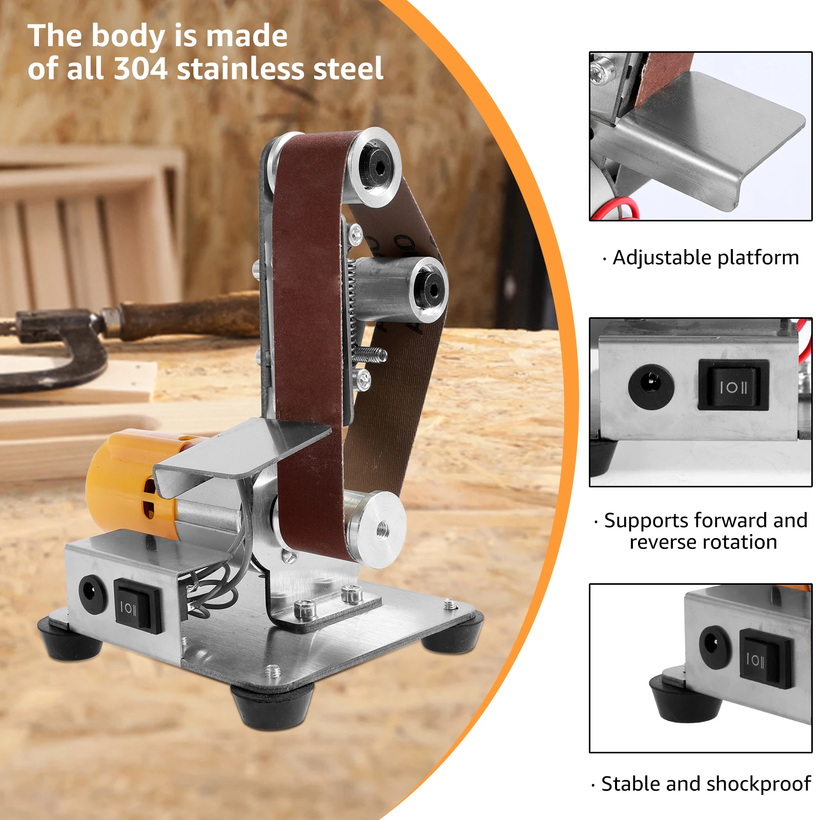 Mini Belt Grinding Machine Tool Sharpening Machine Sanding Grinding Electric - Image 24