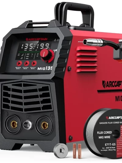 ARCCAPTAIN 135A MIG Welder, 2025 Newest [Large LED Display] 110V Welder Flux Core MIG, Lift TIG, Stick, 3 in 1 Welding Machine G