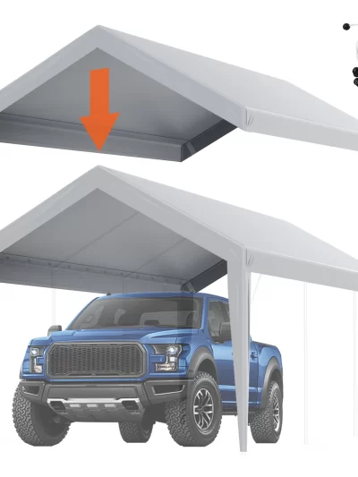SucceBuy Carport Replacement Canopy Cover Garage Top Tent Shelter Tarp Heavy-Duty Waterproof & UV Protected