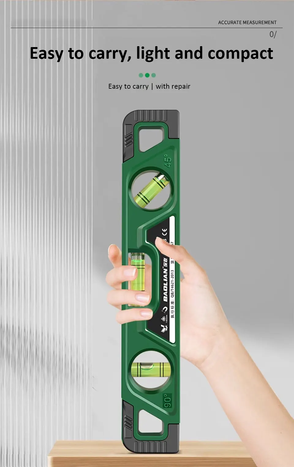 225MM Three Bubble Level Ruler High Precision Spirit Level Magnetic Lever Angle Gauge Finder - Image 11