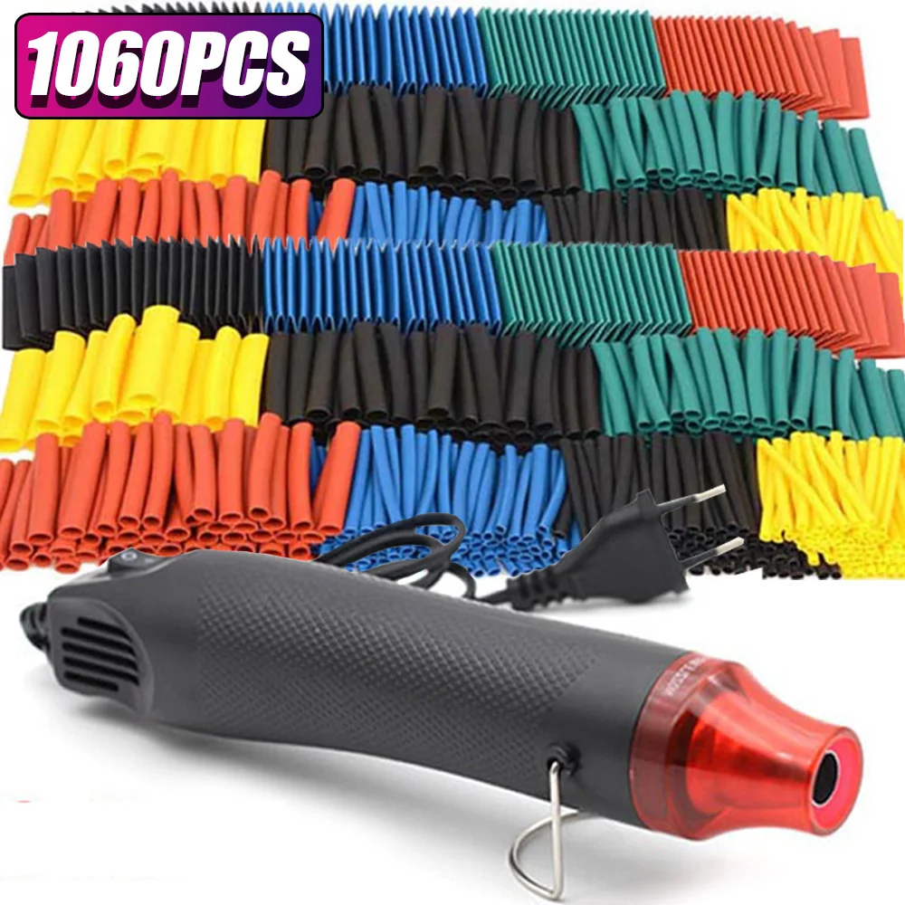 1060/530/127PCS Heat Shrink Tubing kit 2:1 Shrinkable Wire Shrinking Wrap Wire Connect Cover