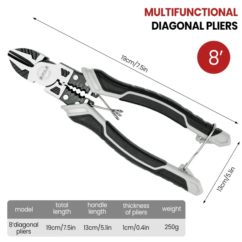 AIRAJ Multifunctional Universal Diagonal Pliers Hardware Wire Cutters Professional Electrician Anti Slip - Image 9