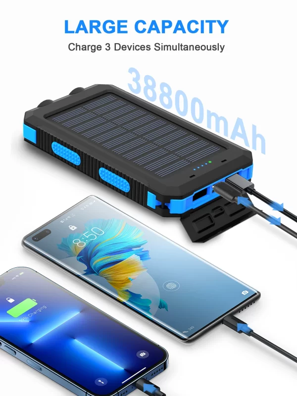 Waterproof Outdoor Solar Power Bank 38800mAh Dual USB Travel Outdoor Solar Mobile Phone Charger Solar - Image 2