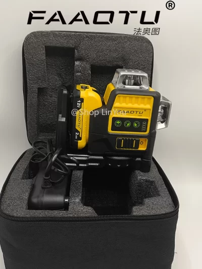 FAAOTU 089LG 12v 12 Line Laser Level Unit 3 Sides*360 Degree Vertical Self Levelling Green Professional Laser Level