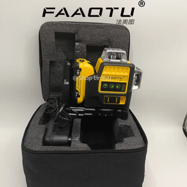 FAAOTU 089LG 12v 12 Line Laser Level Unit 3 Sides*360 Degree Vertical Self Levelling Green Professional Laser Level