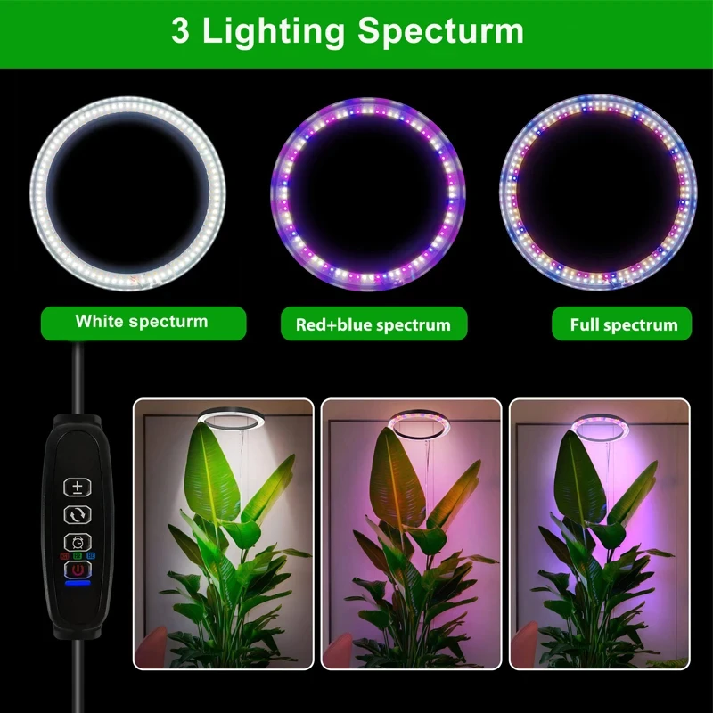 165cm Height Adjustable LED Ring Grow Lights Indoor Plants Full Spectrum Large Plant Light - Image 2