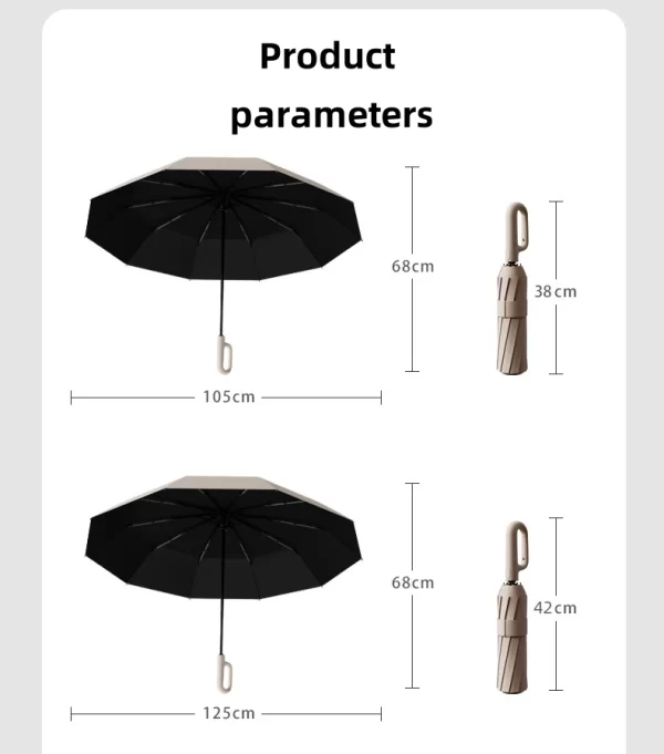 Extra Large Reinforced Wind-resistant Rain-resistant Dual-purpose UV-resistant Fully Automatic Ring-buckle Umbrella - Image 22