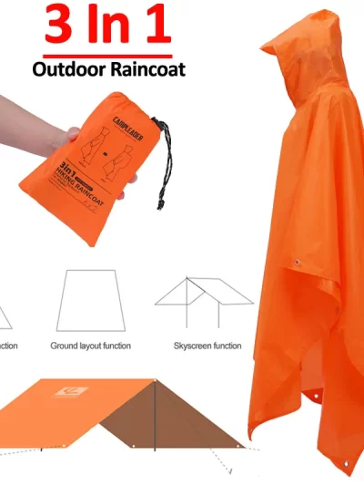 3 In 1 Outdoor Raincoat Hooded Sleeve Long Waterproof Rain Poncho
