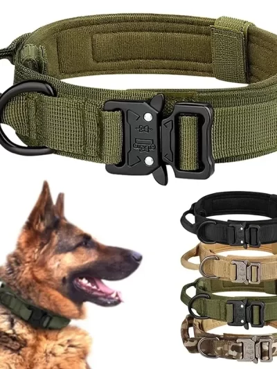Pet Products Outdoor Tactical Dog Collar Metal Buckle Breathability Nylon Collar Medium and Large Dog Training Neck Collar Dog