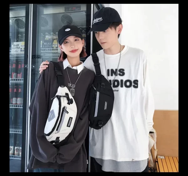 Japanese Harajuku Reflective Chest Bag Women and Men Waist Bag Collage Student Crossbody Bags Purses and Handbags - Image 16
