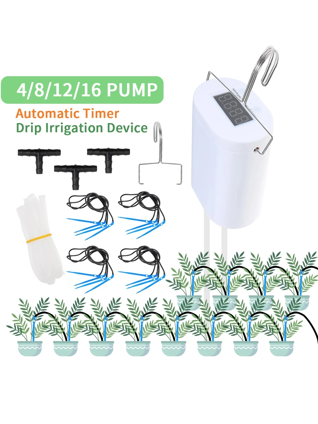 Automatic Plant Flower Watering Pump Home Sprinkler Drip Irrigation Device 2/4/8/16 Heads