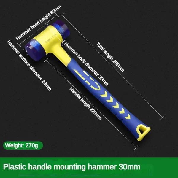 1 double headed installation hammer, 25mm to 45mm rubber hammer with rubber handle - Image 10