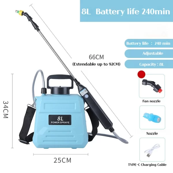 Shoulder-type electric pesticide sprayer 2000mAh lithium battery comes with bucket USB charging - Image 15