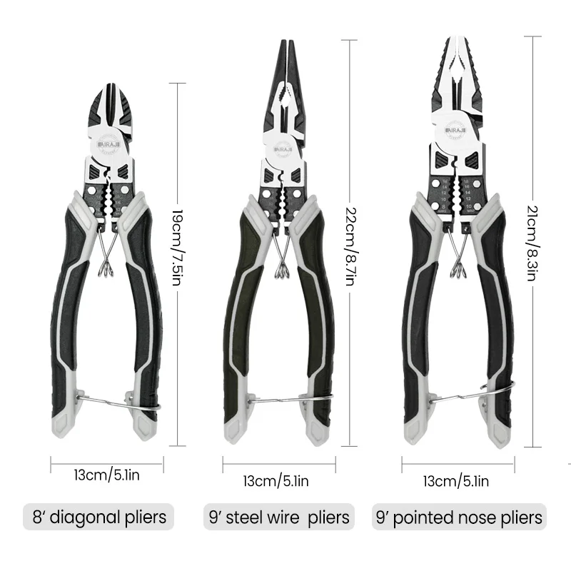 AIRAJ Multifunctional Universal Diagonal Pliers Hardware Wire Cutters Professional Electrician Anti Slip - Image 19