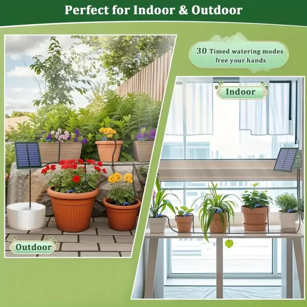1pc DIY Solar-Powered Automatic Drip Irrigation System  for Raised Beds Greenhouses Vegetable Gardens Balcony Hanging Plants - Image 6