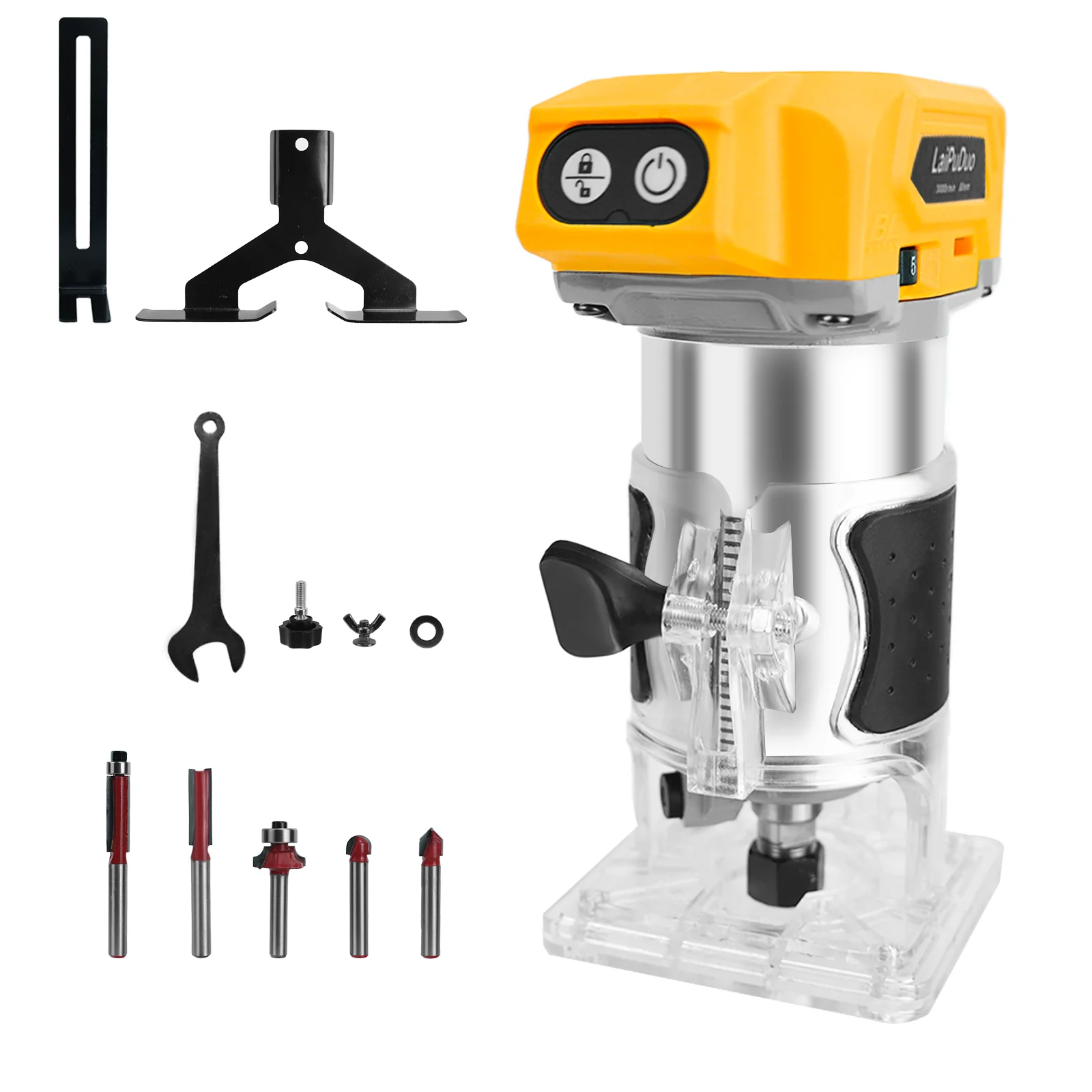 Cordless Wood Router 800W 30000RPM Brushless Electric Trimmer Woodworking Trimming Machine for Dewalt 20V Battery (No Battery) - Image 7