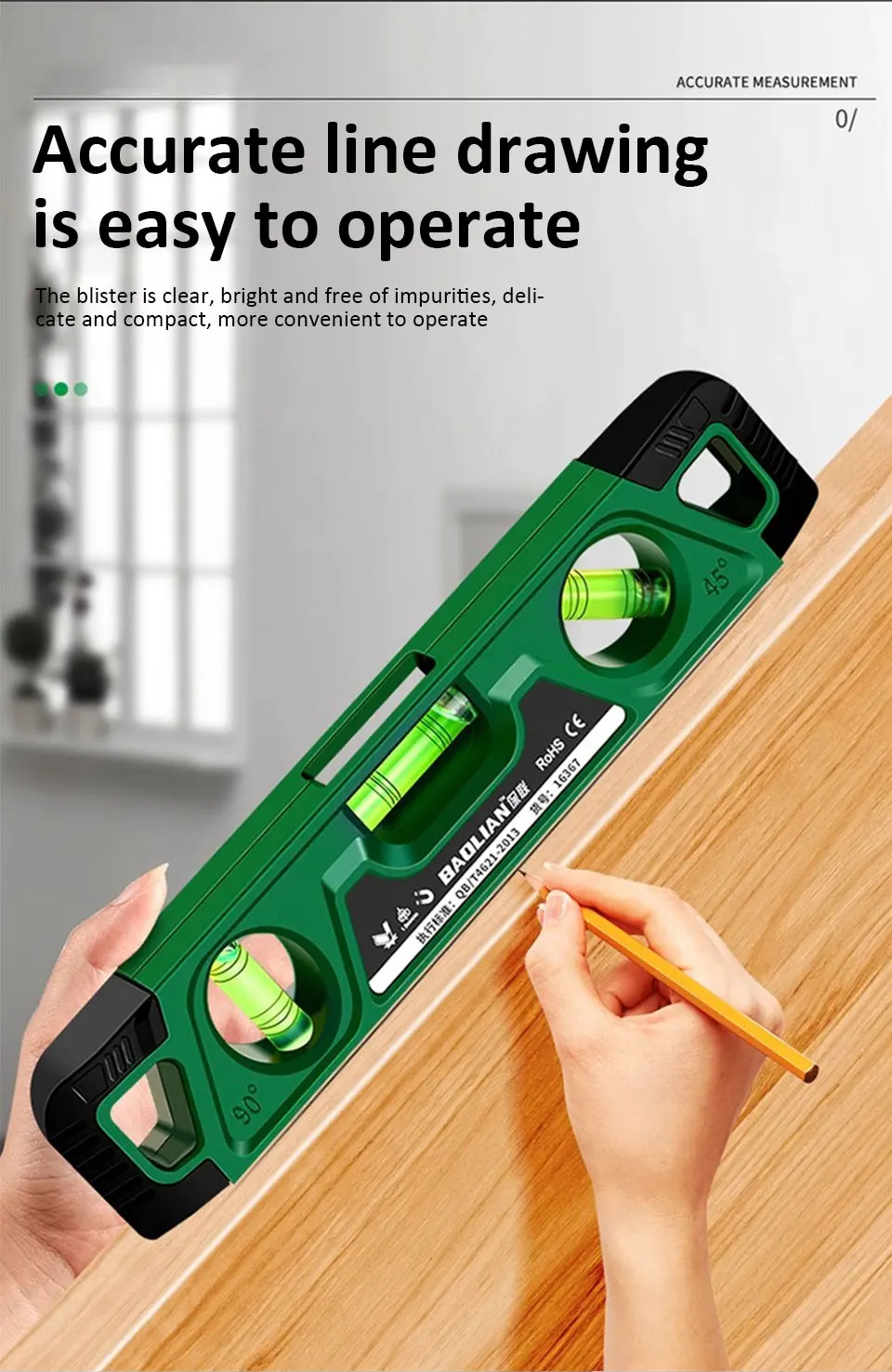 225MM Three Bubble Level Ruler High Precision Spirit Level Magnetic Lever Angle Gauge Finder - Image 10